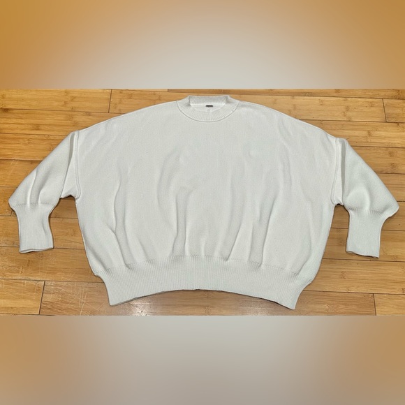 Free People Easy Street Tunic Womens S White Oversized  Ribbed Sweater Pullover - Picture 2 of 11